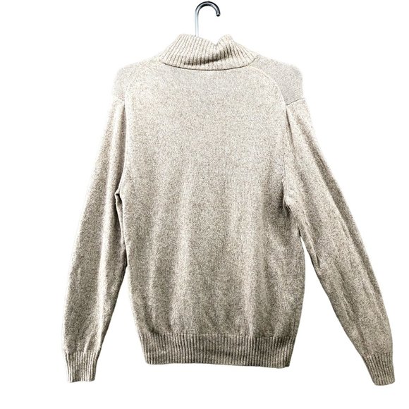 J. Crew Mens 1/4 Zip Sweater Merino Wool Stretch Beige Oatmeal Size M - Picture 2 of 9